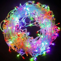 Гирлянда-нить 2-0649, 800 LED, 45 м, разноцветное свечение, белый провод