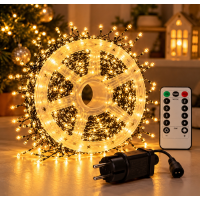 Гирлянда «Роса-мишура» 2-0823, 1000 LED, 50 м, жёлтый свет