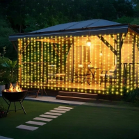 Уличная гирлянда-штора 2-0801, 180 LED, 3 × 2 м, жёлтый свет