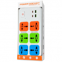 Сетевой удлинитель NO:629, 6 розеток, 2 USB, 2 Type-C, кабель 2 м